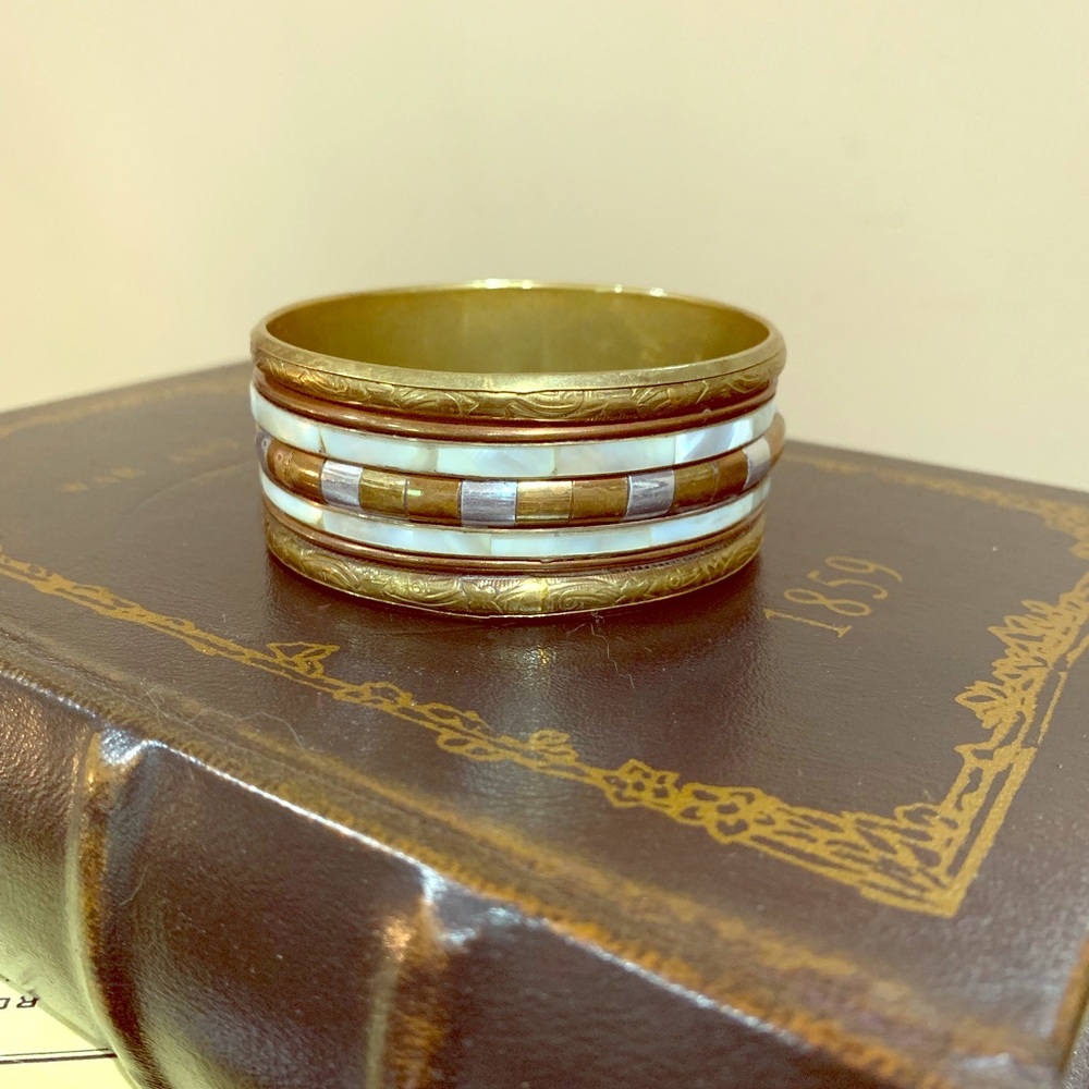 Vintage Brass and Ivory Bracelet